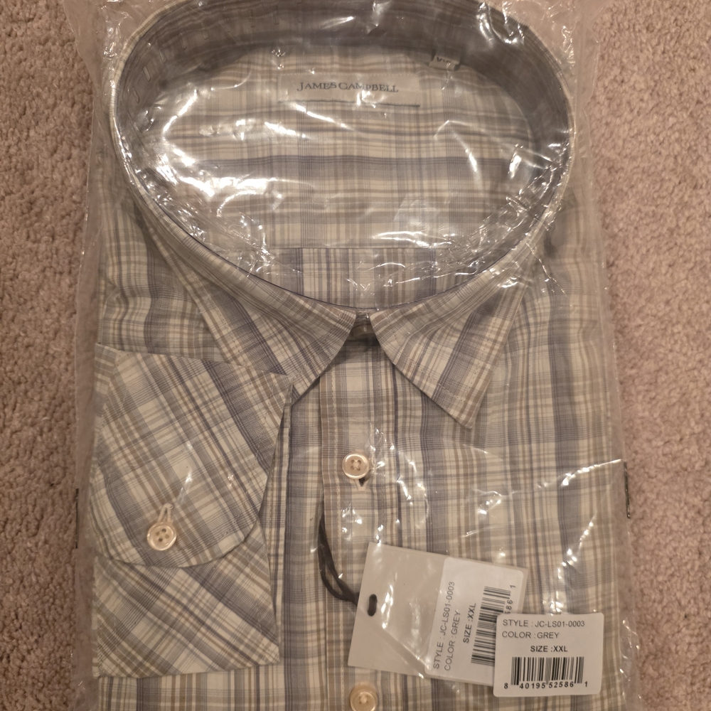 James Campbell Men's Blue and Gray Plaid Shirt